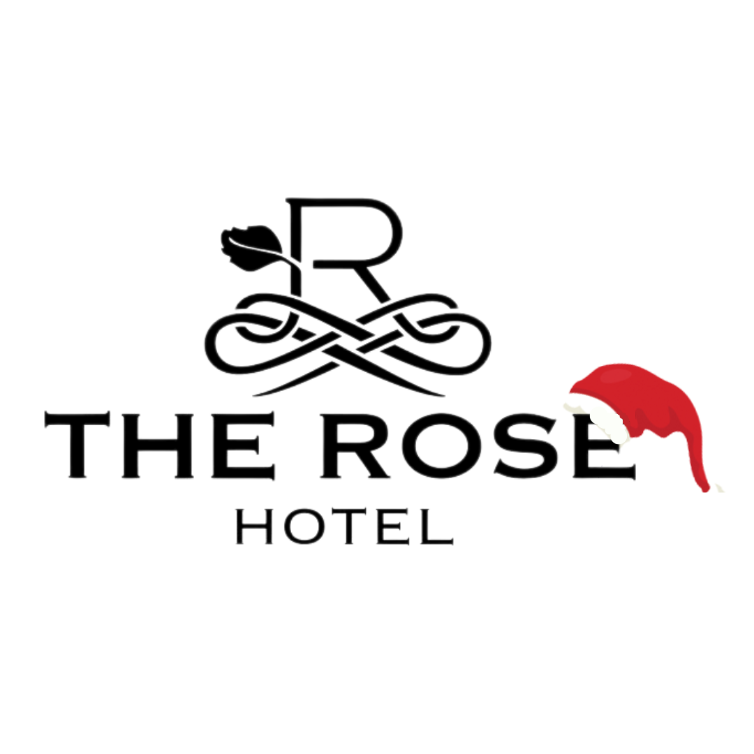 The rose hotel santa hat black with white bg www.therosehotel.com_v3